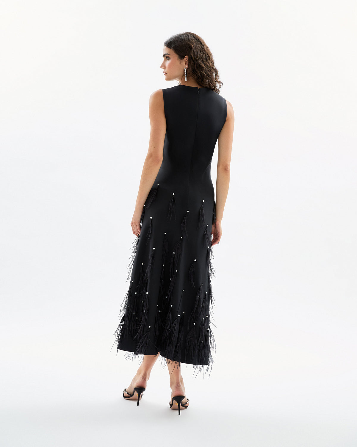 Laney Feather Dress in Noir