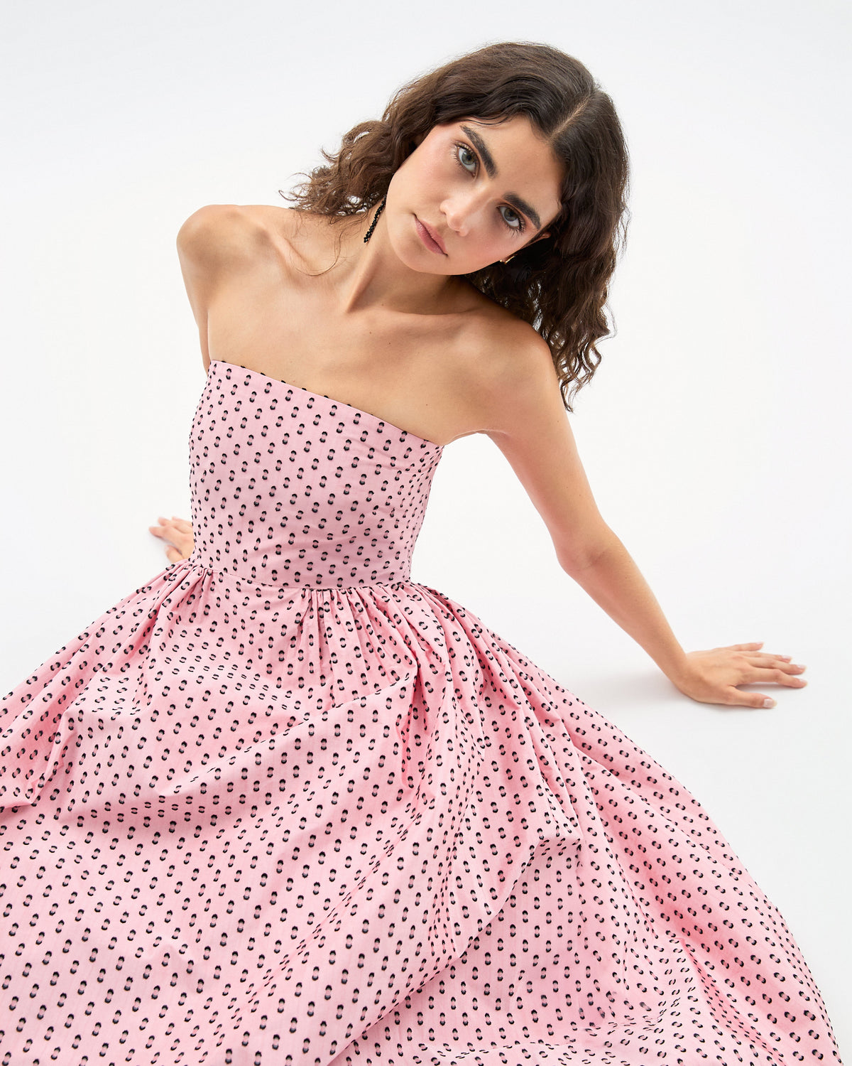 Audrey Gown in Rose Quartz & Noir Multi