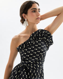 Charlotte Polka Dot Dress in Noir & Ivory Multi
