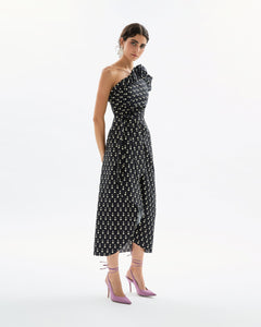Charlotte Polka Dot Dress in Noir & Ivory Multi