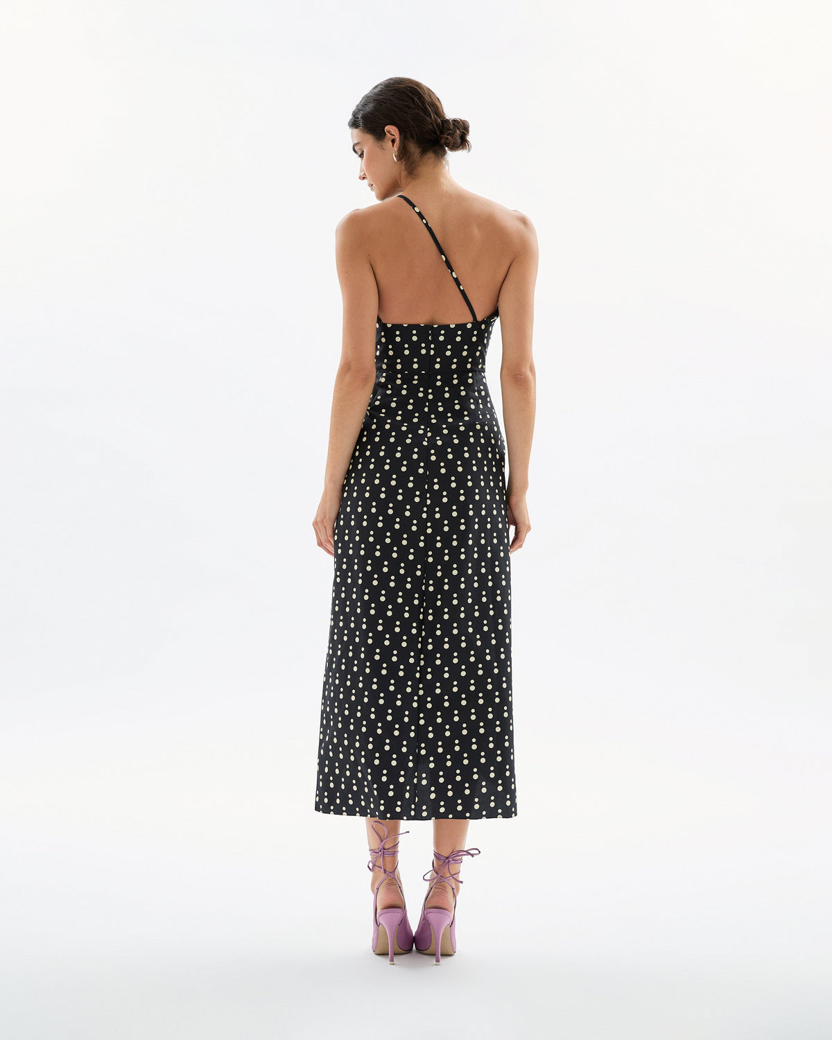 Charlotte Polka Dot Dress in Noir & Ivory Multi