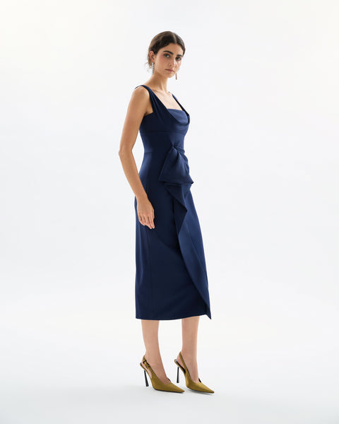 dreamy date night navy blue sleeveless midi dress Karen Kane Brigitte Jersey Midi Dress