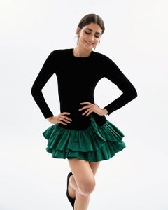 Zoey Dress in Noir & Emerald Multi