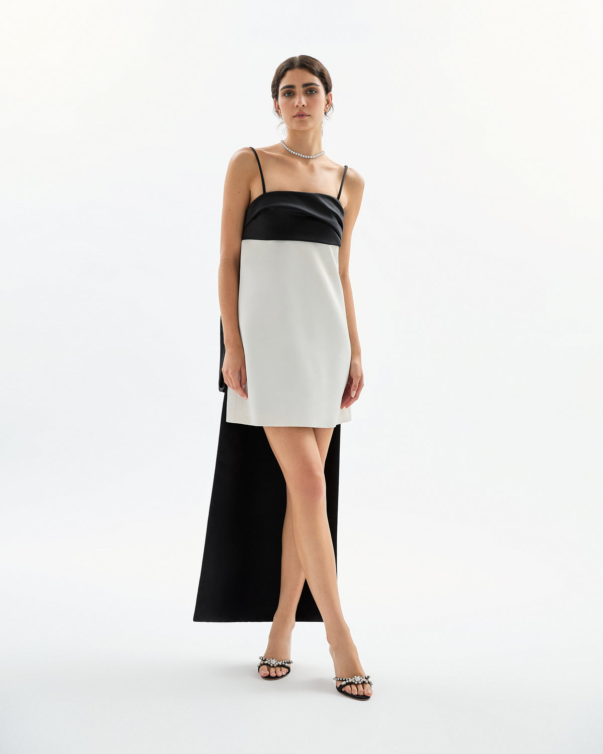 Cleo Mini Dress in Noir & Ivory
