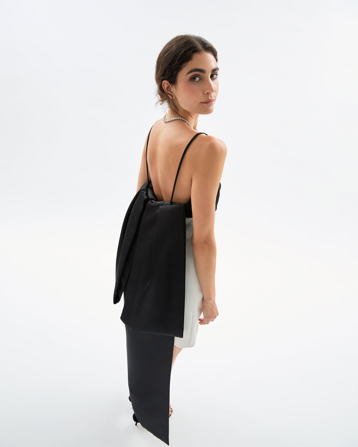 Cleo Mini Dress in Noir & Ivory