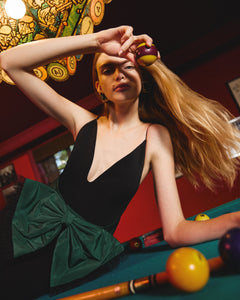 Rose Dress in Noir & Emerald Multi