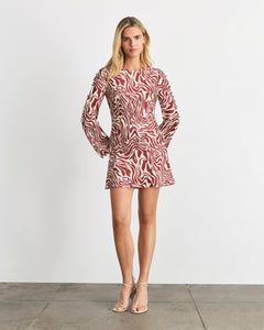 Demi Dress in Redwood/Cream Multi
