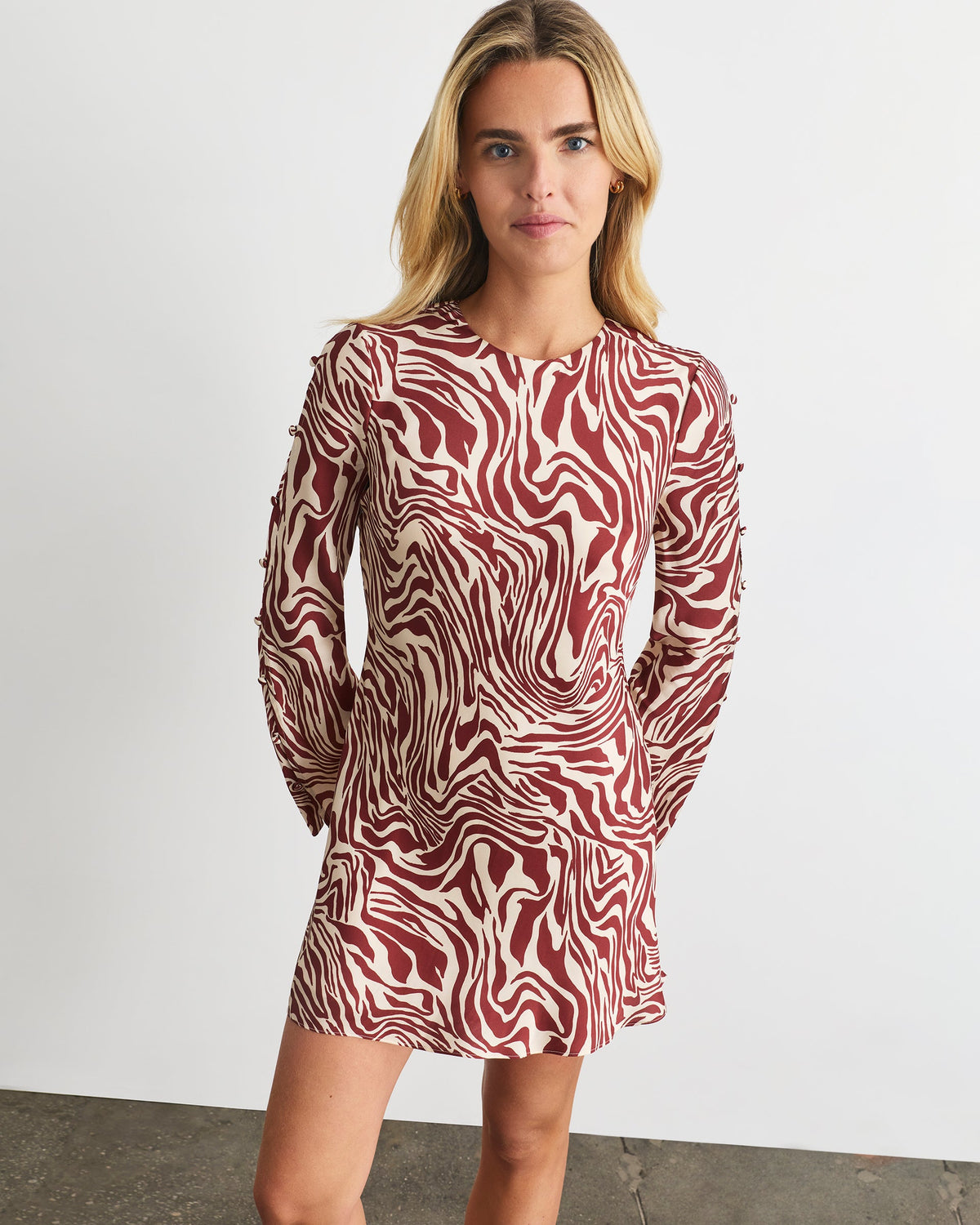 Demi Dress in Redwood/Cream Multi