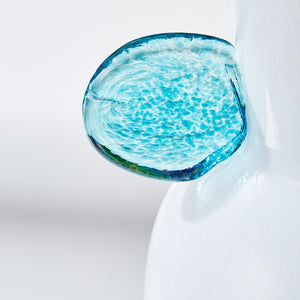 White Art Glass Vase with Colored Accents, Set of 3