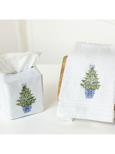 Tissue Box Cover in Chinoiserie Christmas Tree