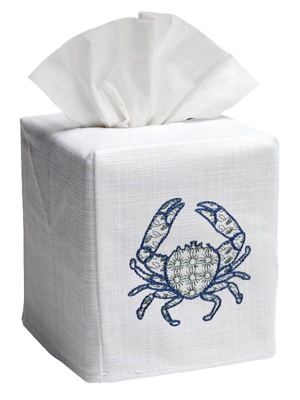 Tissue Box Cover in Crab Chinoiserie