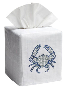 Tissue Box Cover in Crab Chinoiserie