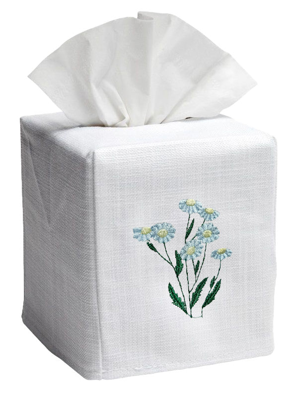 Tissue Box Cover in Daisies Ice Blue