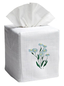 Tissue Box Cover in Daisies Ice Blue