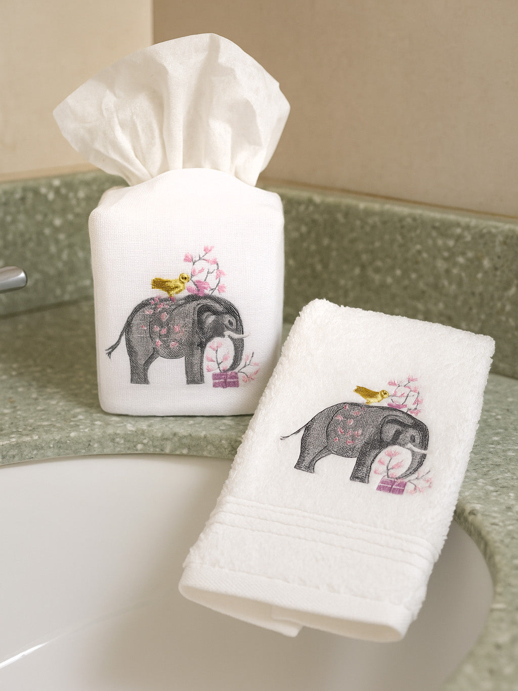 Tissue Box Cover in Garden Elephant Lavender