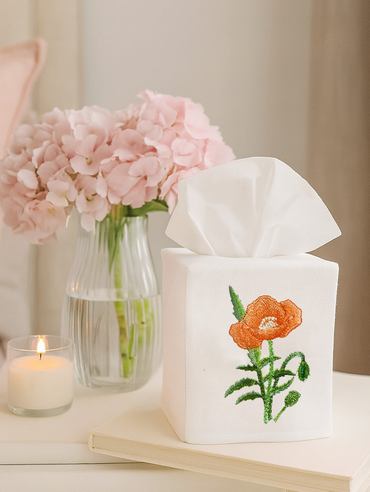 Tissue Box Cover in Poppy Tangerine