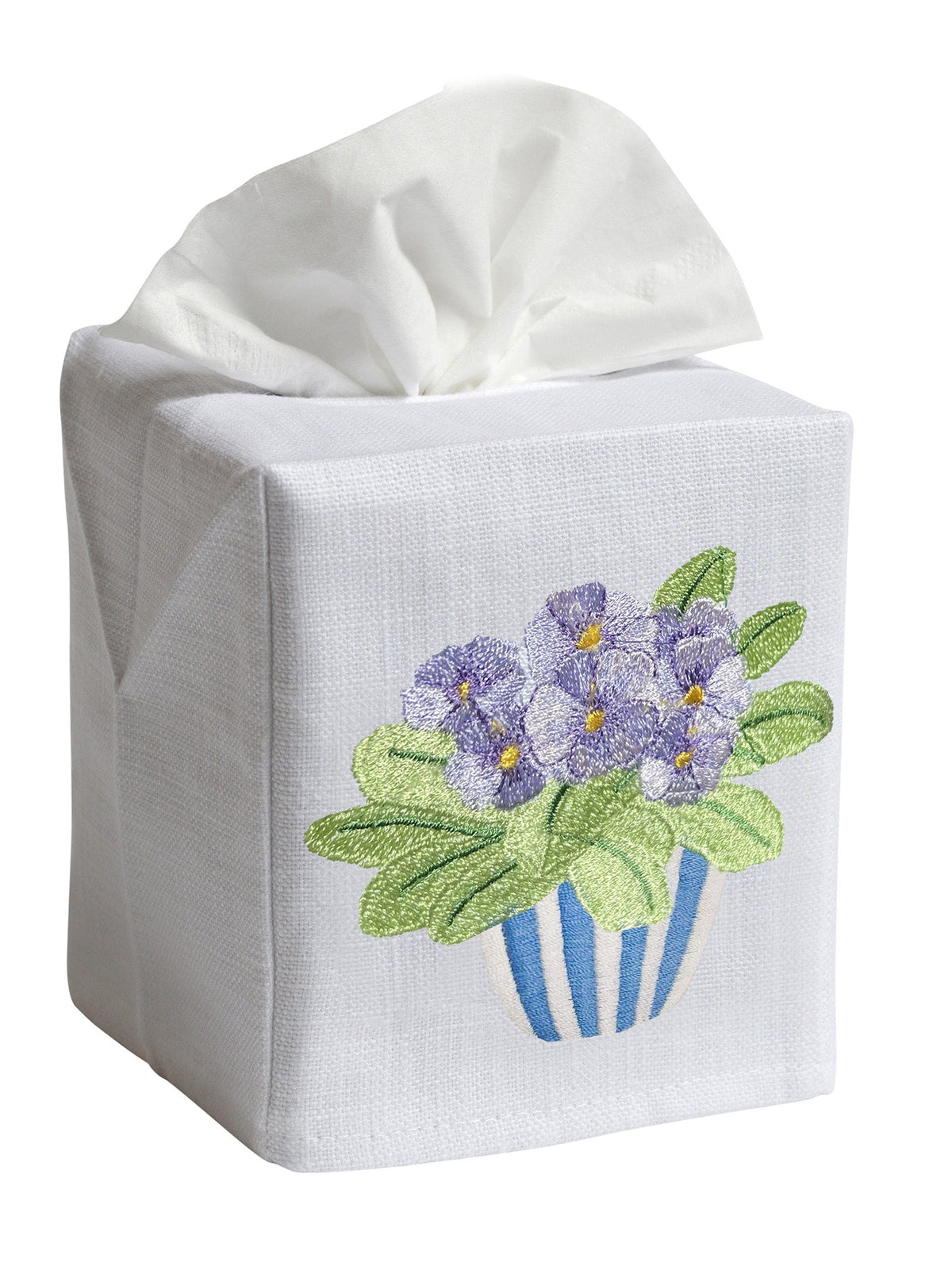 Tissue Box Cover in Pot of Pansies