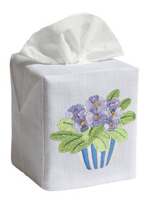 Tissue Box Cover in Pot of Pansies