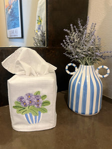 Tissue Box Cover in Pot of Pansies