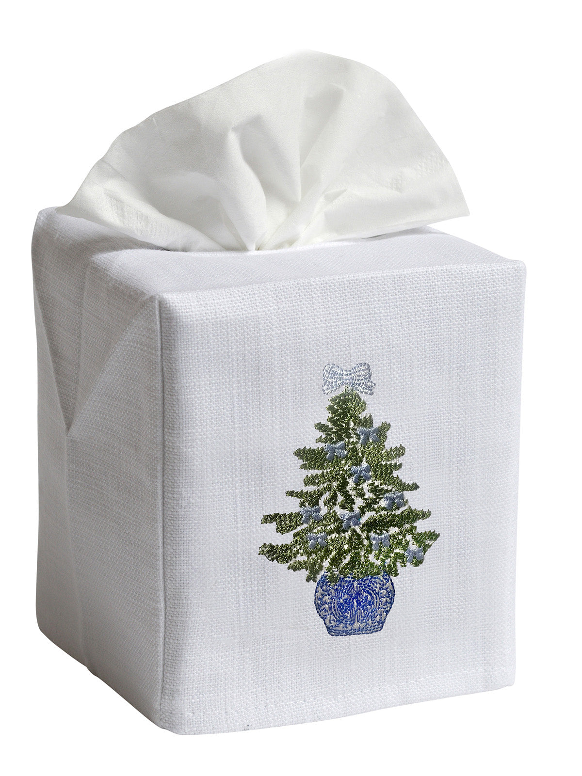 Tissue Box Cover in Chinoiserie Christmas Tree