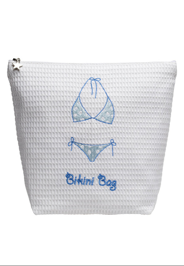 Bikini Bag in White Cotton Waffle Weave