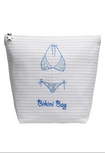 Bikini Bag in White Cotton Waffle Weave