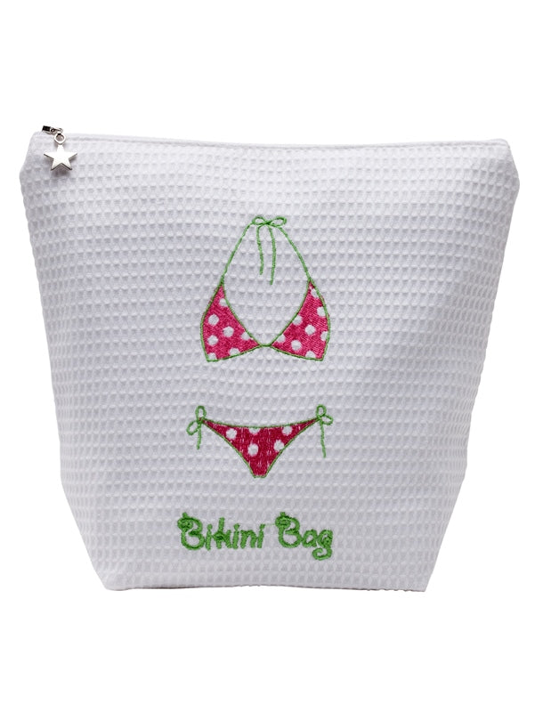 Bikini Bag in White Cotton Waffle Weave