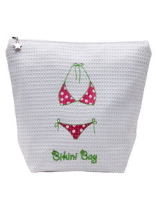 Bikini Bag in White Cotton Waffle Weave