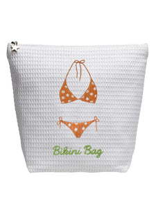 Bikini Bag in White Cotton Waffle Weave