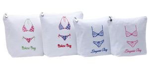 Bikini Bag in White Cotton Waffle Weave