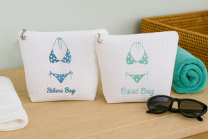 Bikini Bag in White Cotton Waffle Weave