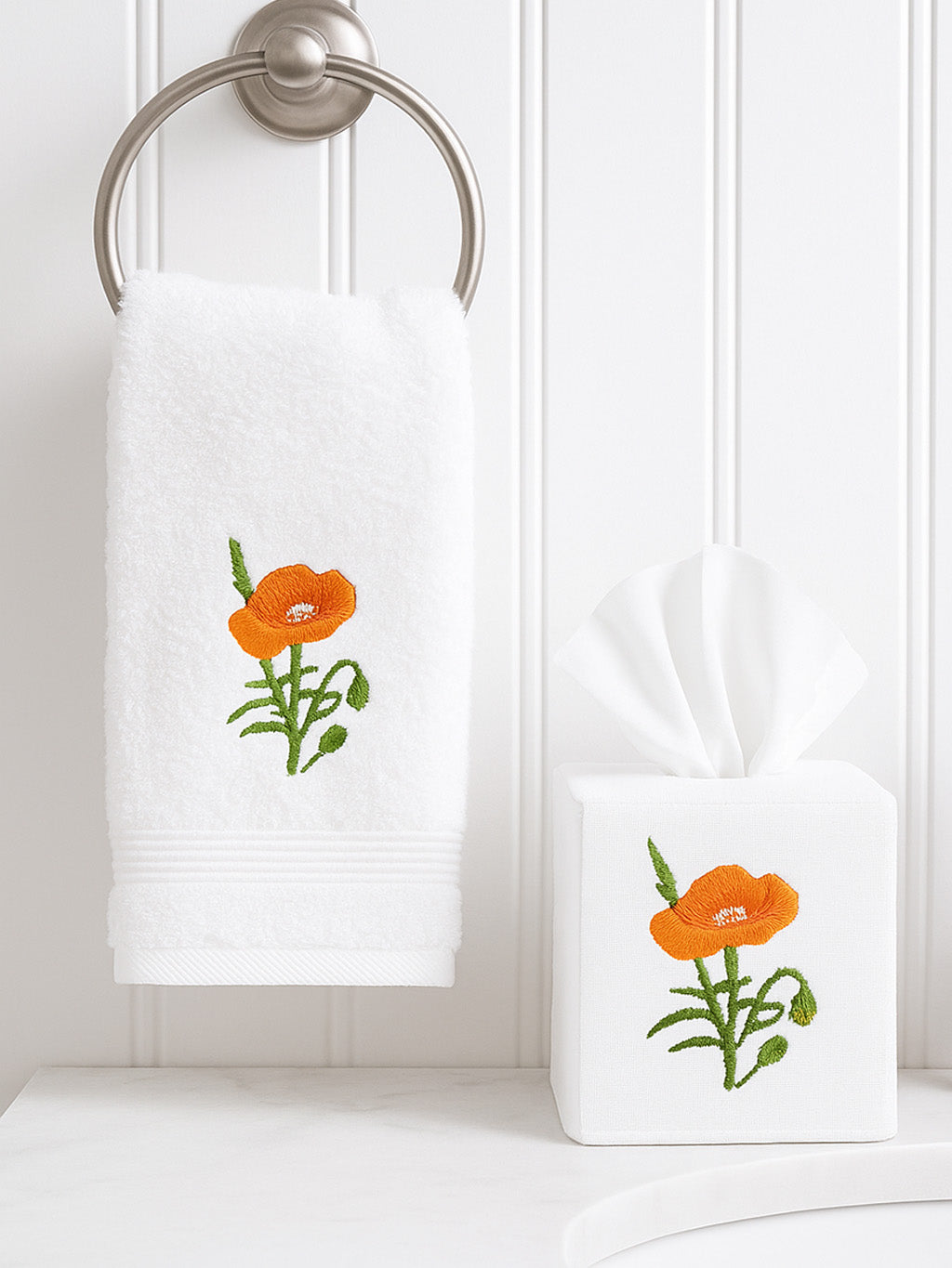Guest Towel, Terry, Poppy (Tangerine) - Jacaranda Living | Over