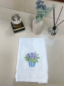 Guest Towel in Pot of Pansies