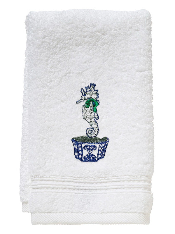 Guest Towel in Seahorse Chinoiserie