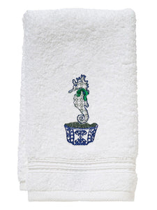 Guest Towel in Seahorse Chinoiserie