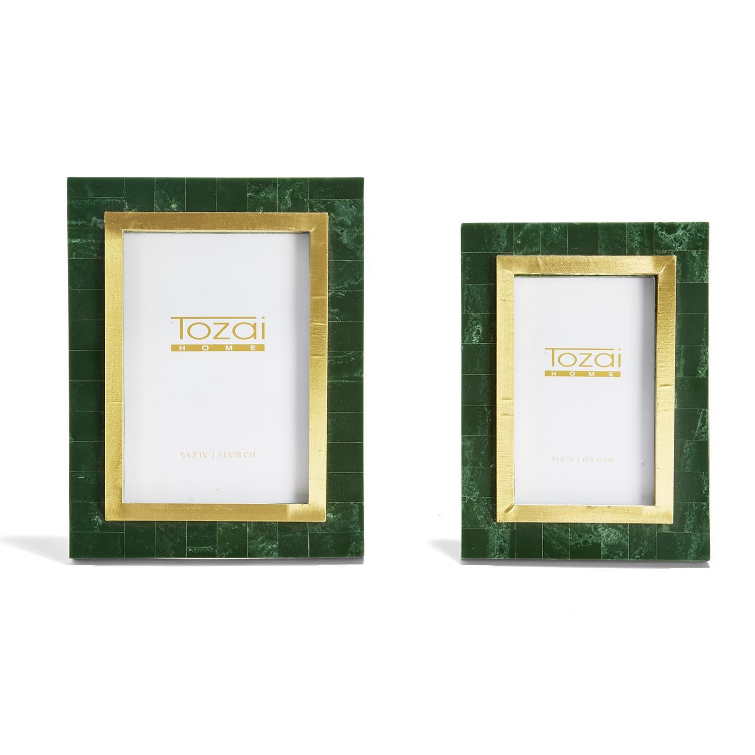 Aventurine Green and Gold Photo Frame Includes, Set of 2