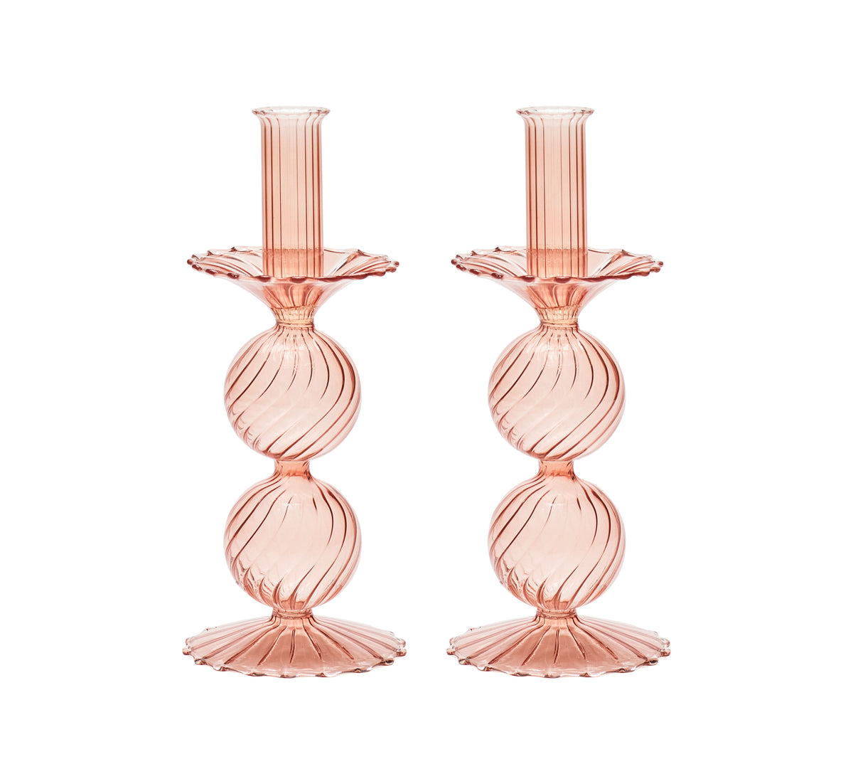 Bella Short Candle Holder in Blush, Set of 2