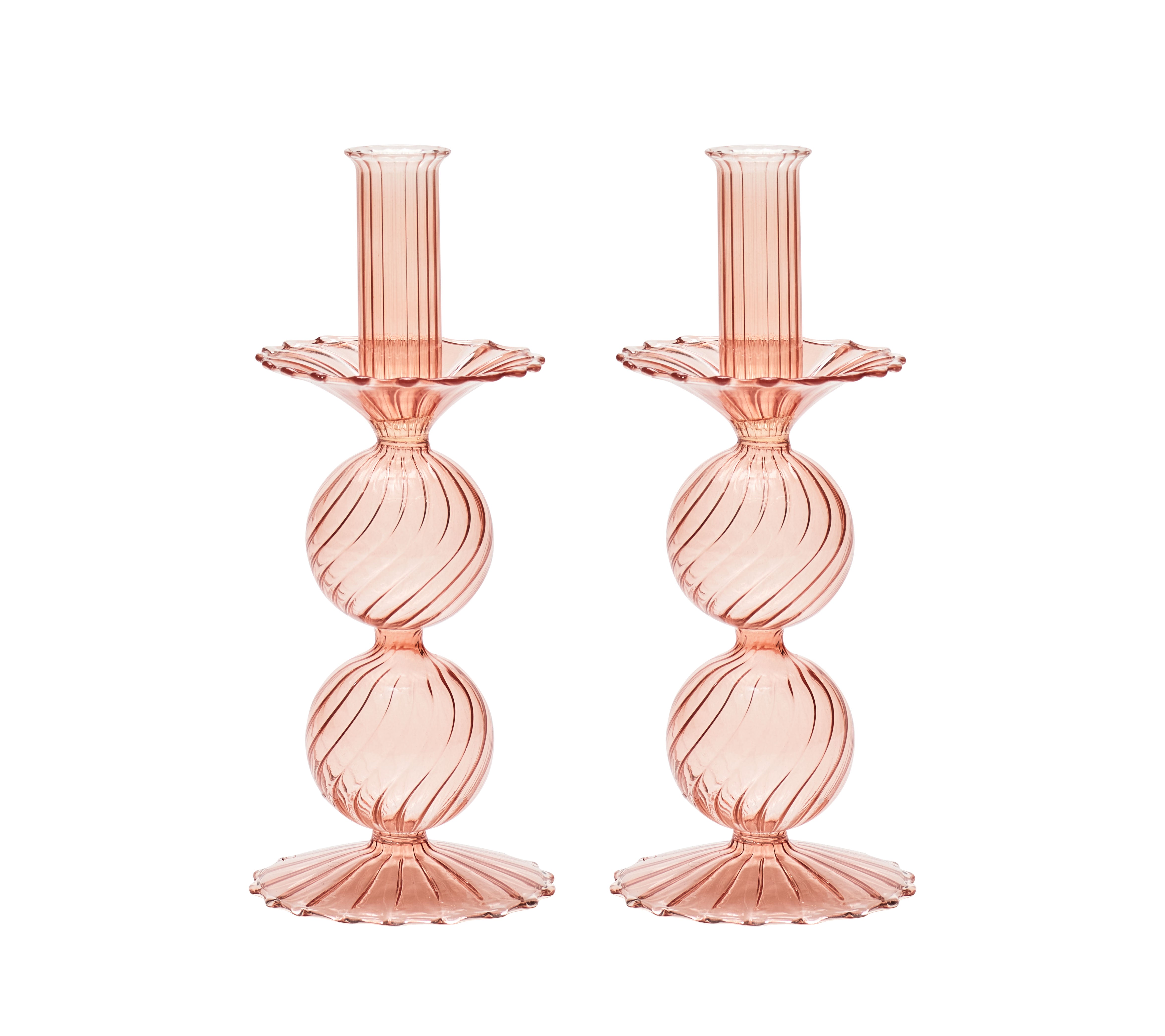 Bella Short Candle Holder in Blush, Set of 2