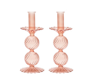 Bella Short Candle Holder in Blush, Set of 2