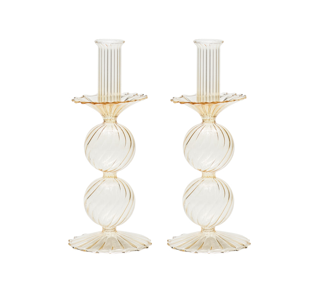 Bella Short Candle Holder in Champagne, Set of 2