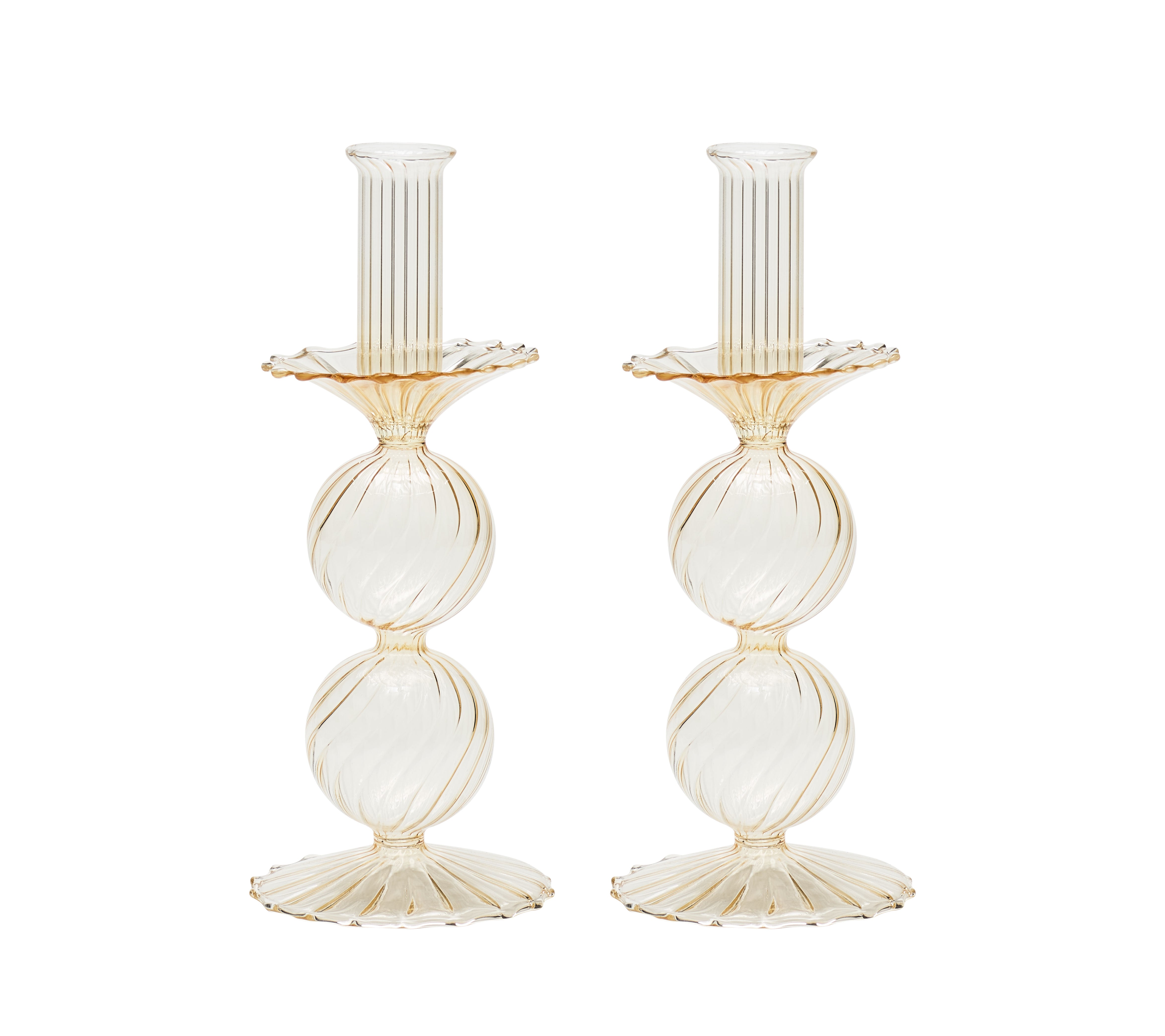 Bella Short Candle Holder in Champagne, Set of 2