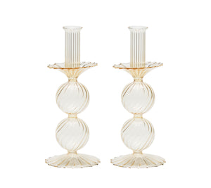 Bella Short Candle Holder in Champagne, Set of 2
