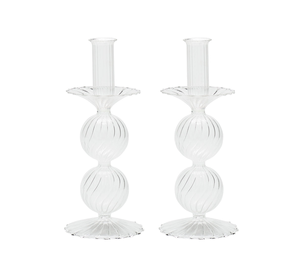 Bella Short Candle Holder in Clear, Set of 2