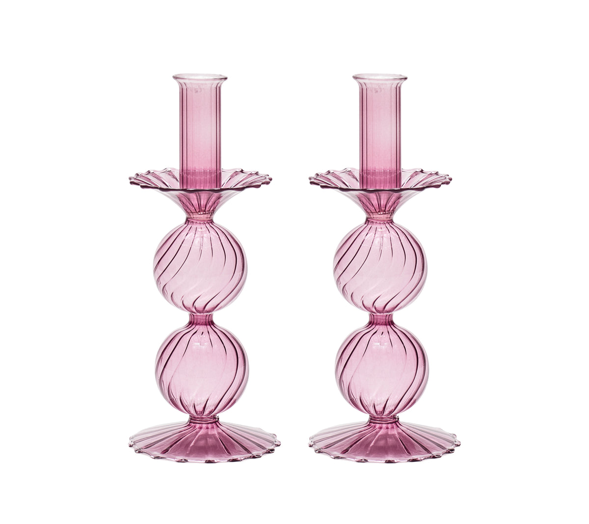 Bella Short Candle Holder in Lavender, Set of 2