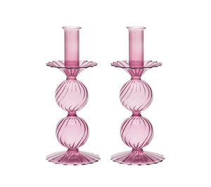 Bella Short Candle Holder in Lavender, Set of 2