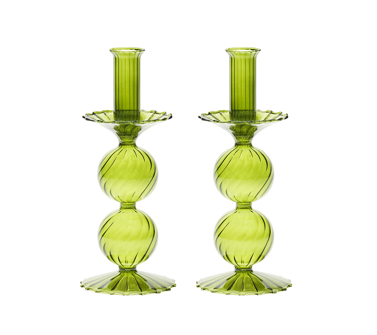 Bella Short Candle Holder in Olive, Set of 2