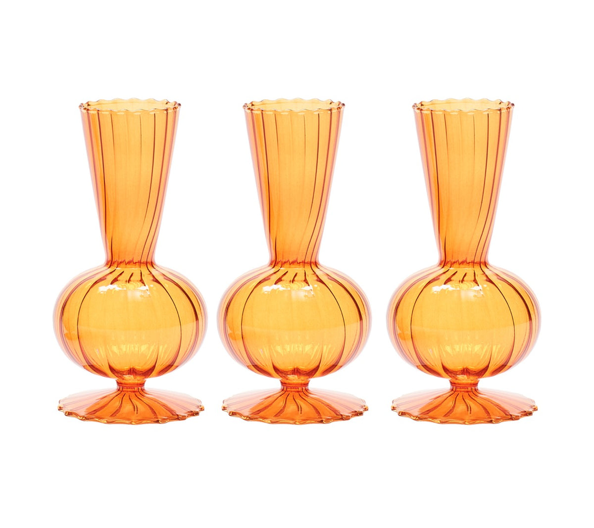 Tess Bud Vase in Amber, Set of 3