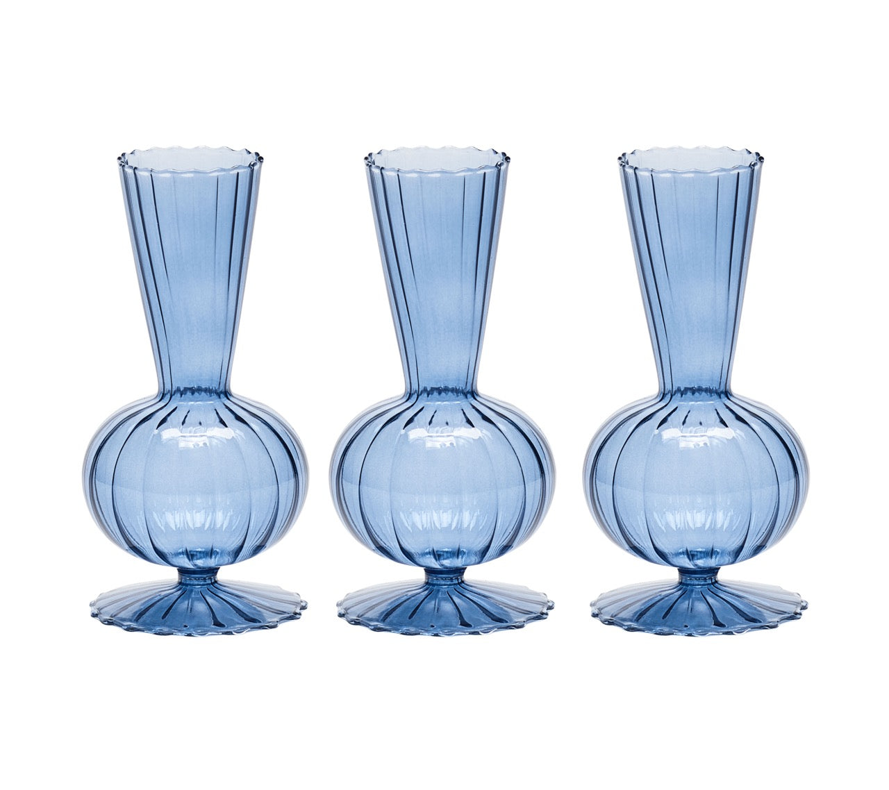 Tess Bud Vase in Cadet, Set of 3