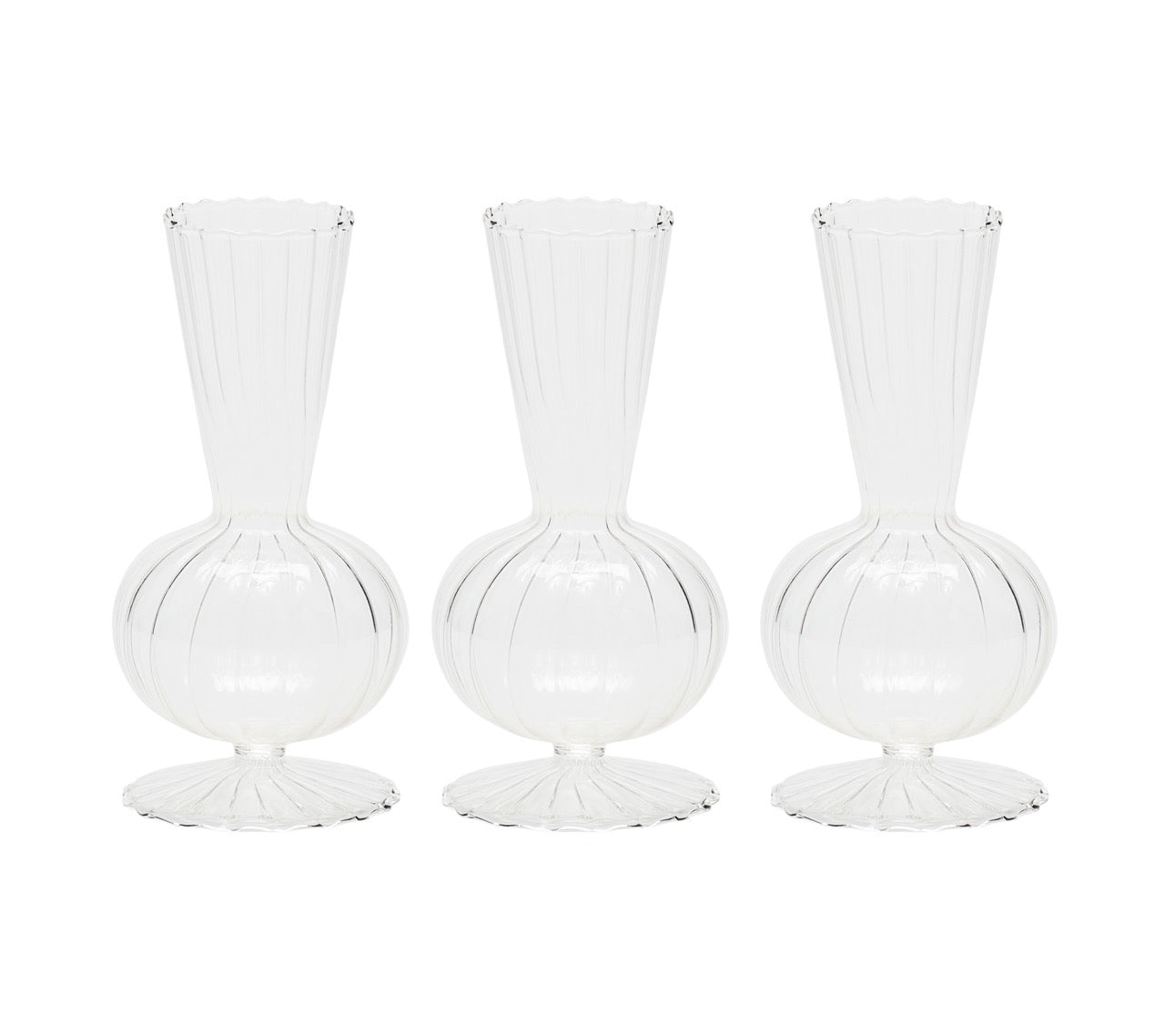 Tess Bud Vase in Clear, Set of 3