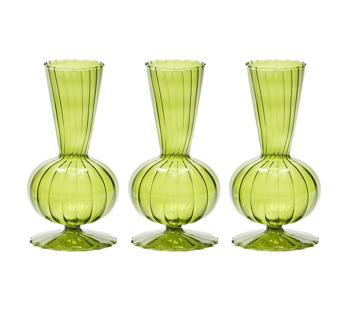 Tess Bud Vase in Olive, Set of 3
